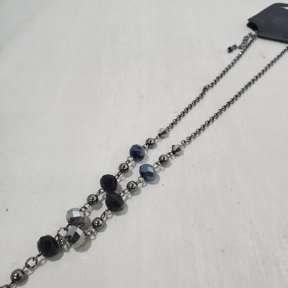 Inter American Faceted black and smoky grey crystal Stone lariat Necklace - Picture 6 of 7